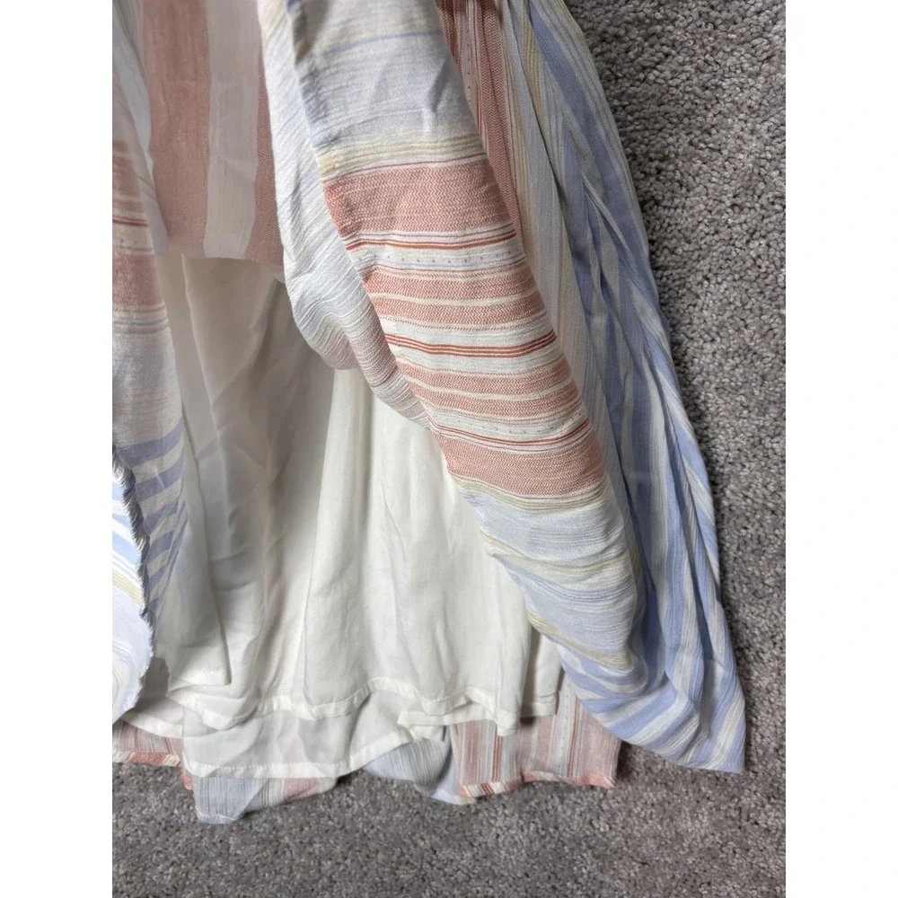 Altard State Striped Ruffle Cap Sleeve Tie Waist Romper Blue Pink AL-127A L - Picture 8 of 12